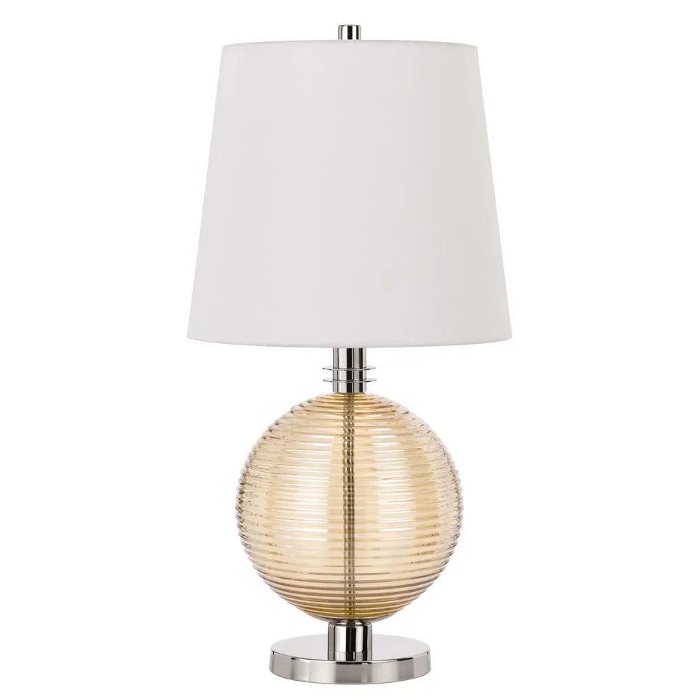 150W 3 Way Salisbury Glass Table Lamp With Hardback Fabric Shade By Cal Lighting