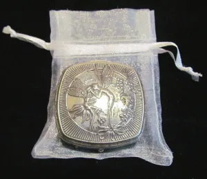 1920's Djer Kiss Silver Plated Kissing Fairies Powder & Rouge Compact