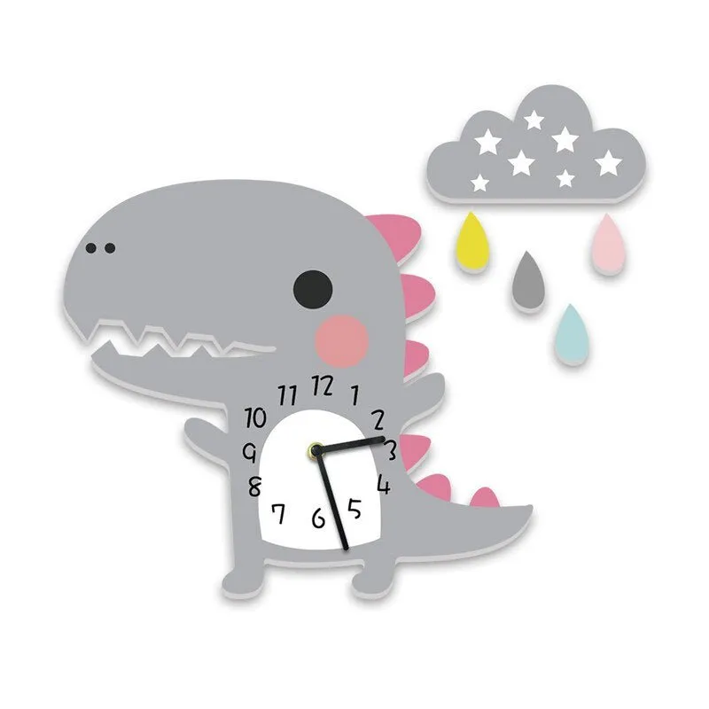 3D Dinosaur Cloud Drop Wall Clock