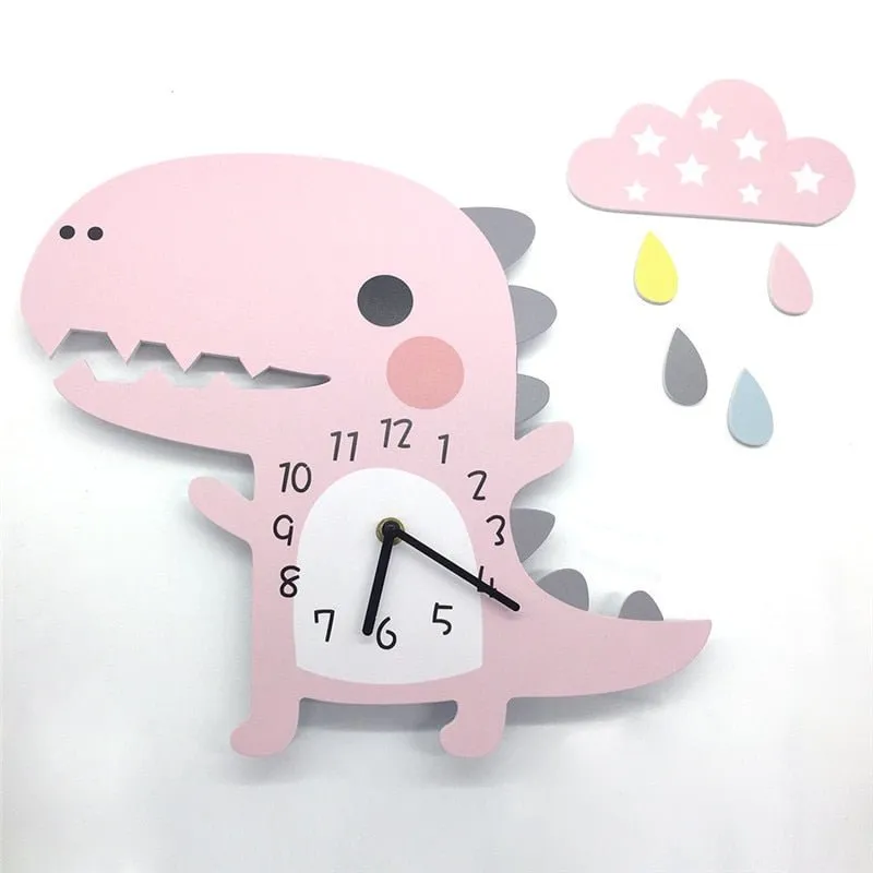 3D Dinosaur Cloud Drop Wall Clock