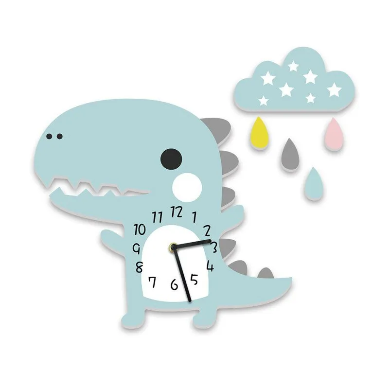 3D Dinosaur Cloud Drop Wall Clock