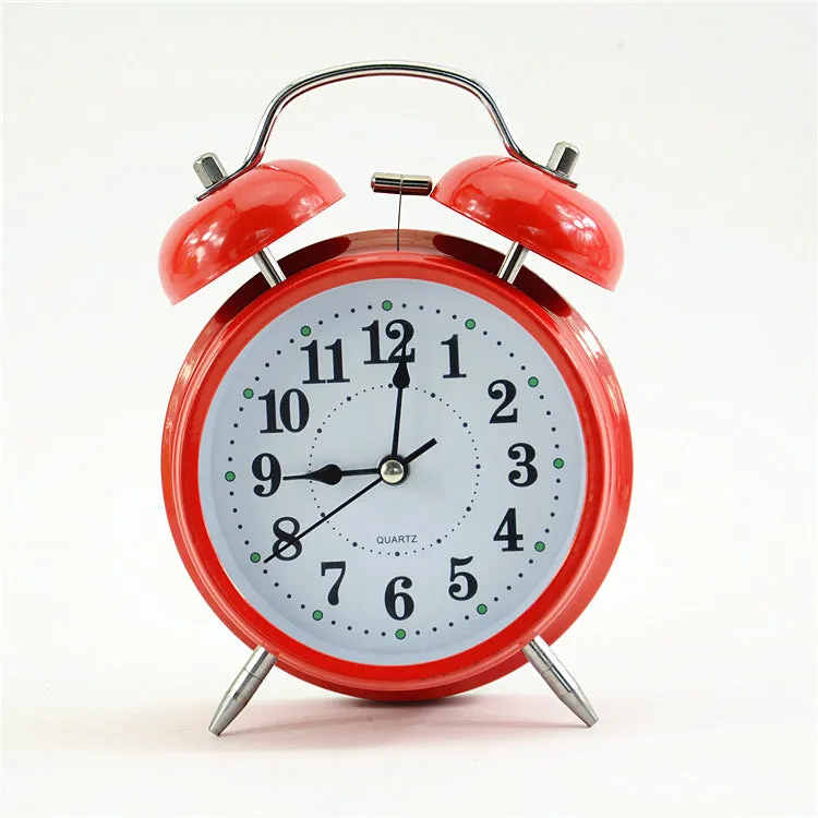 4-Inch Metal Bell Digital Alarm Clock Bedside Large Volume Noiseless Clock Student Wake up Timing Little Alarm Clock