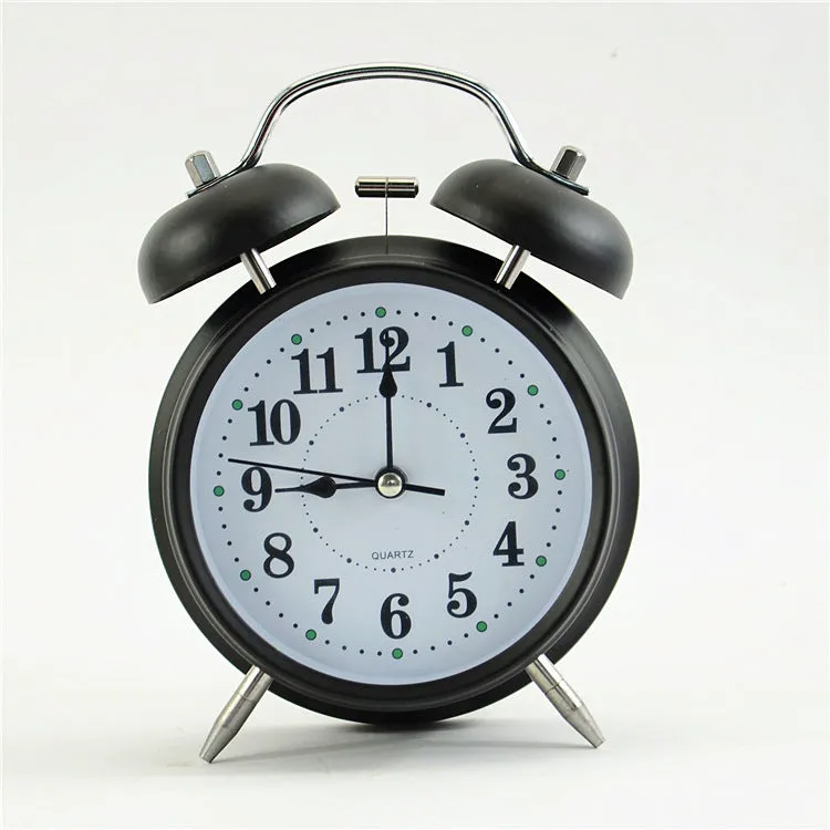 4-Inch Metal Bell Digital Alarm Clock Bedside Large Volume Noiseless Clock Student Wake up Timing Little Alarm Clock