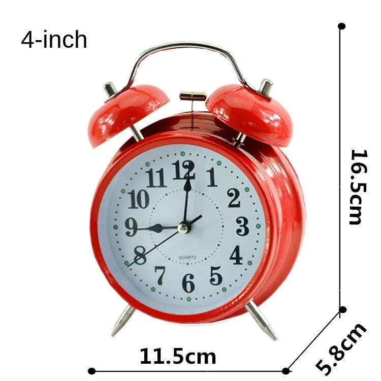 4-Inch Metal Bell Digital Alarm Clock Bedside Large Volume Noiseless Clock Student Wake up Timing Little Alarm Clock