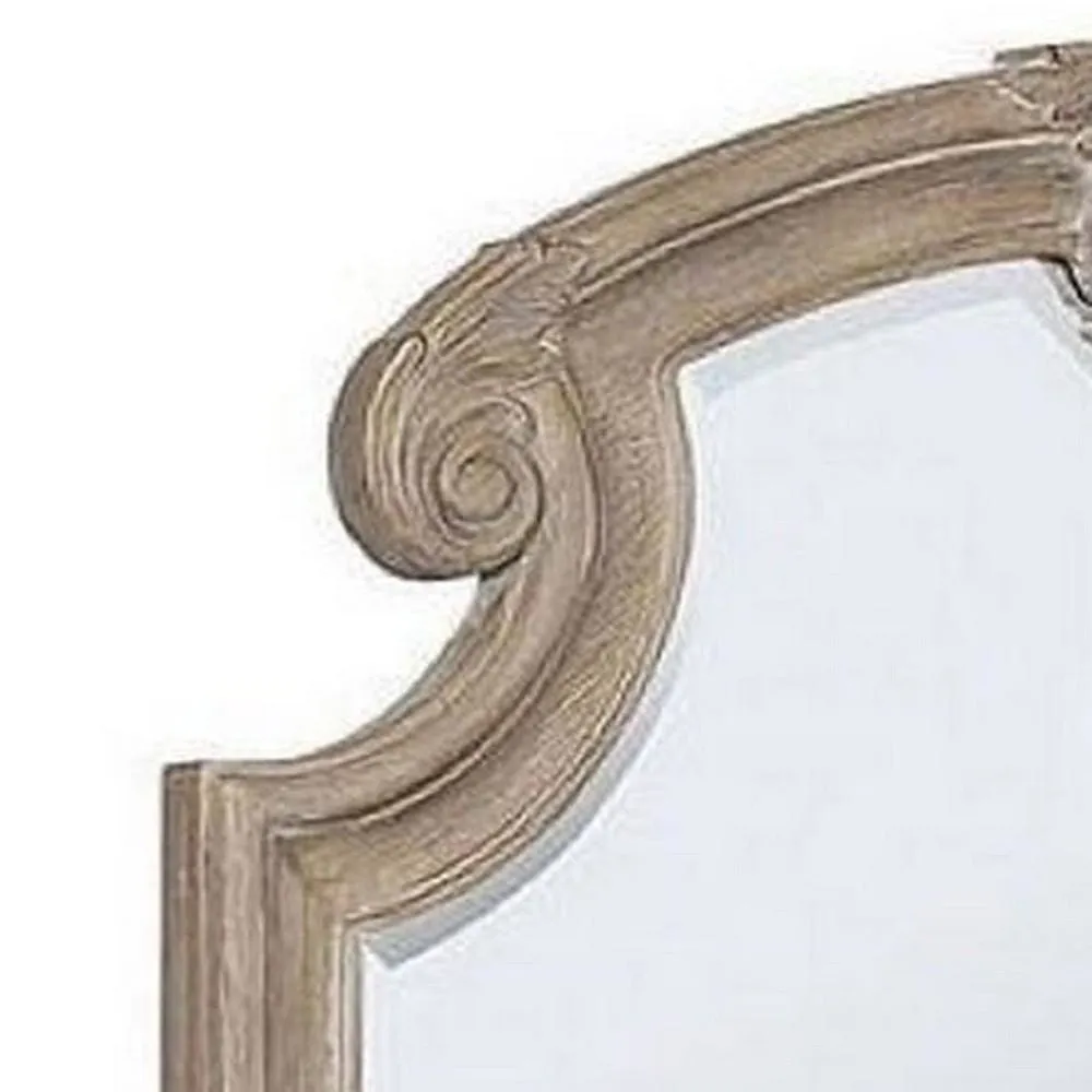 47.25 Inches Crown Top Molded Mirror, Natural Brown By Casagear Home