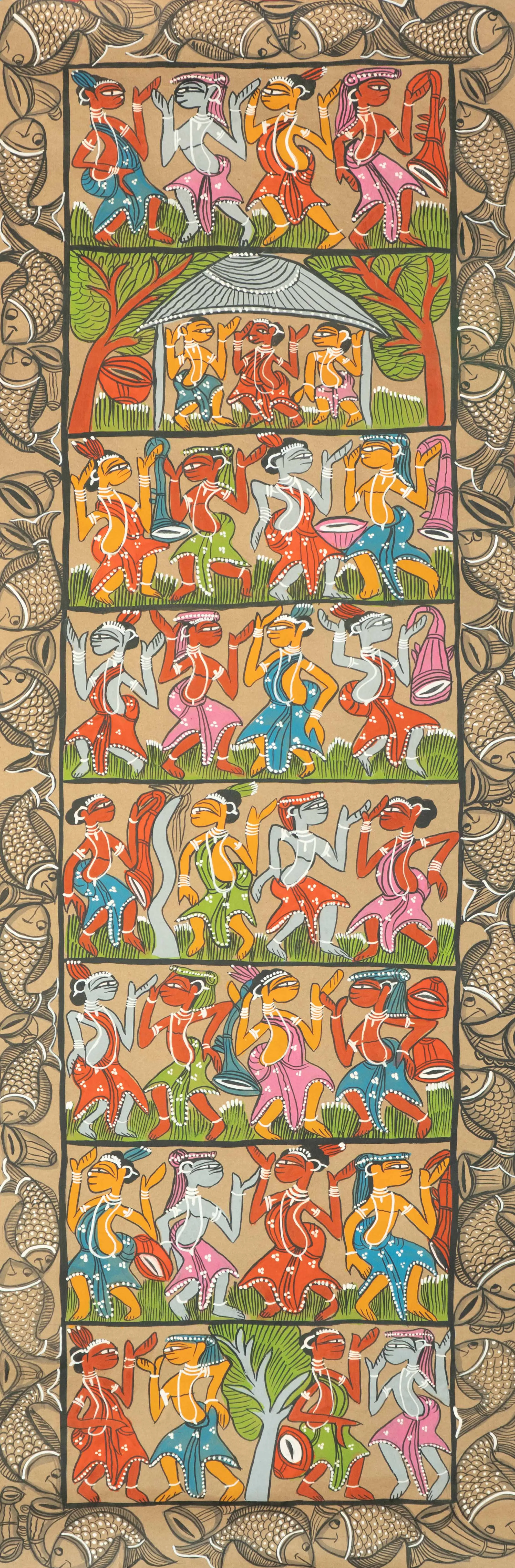 A Unique Cultural Visual: Santhal Tribal Pattachitra by Manoranjan Chitrakar