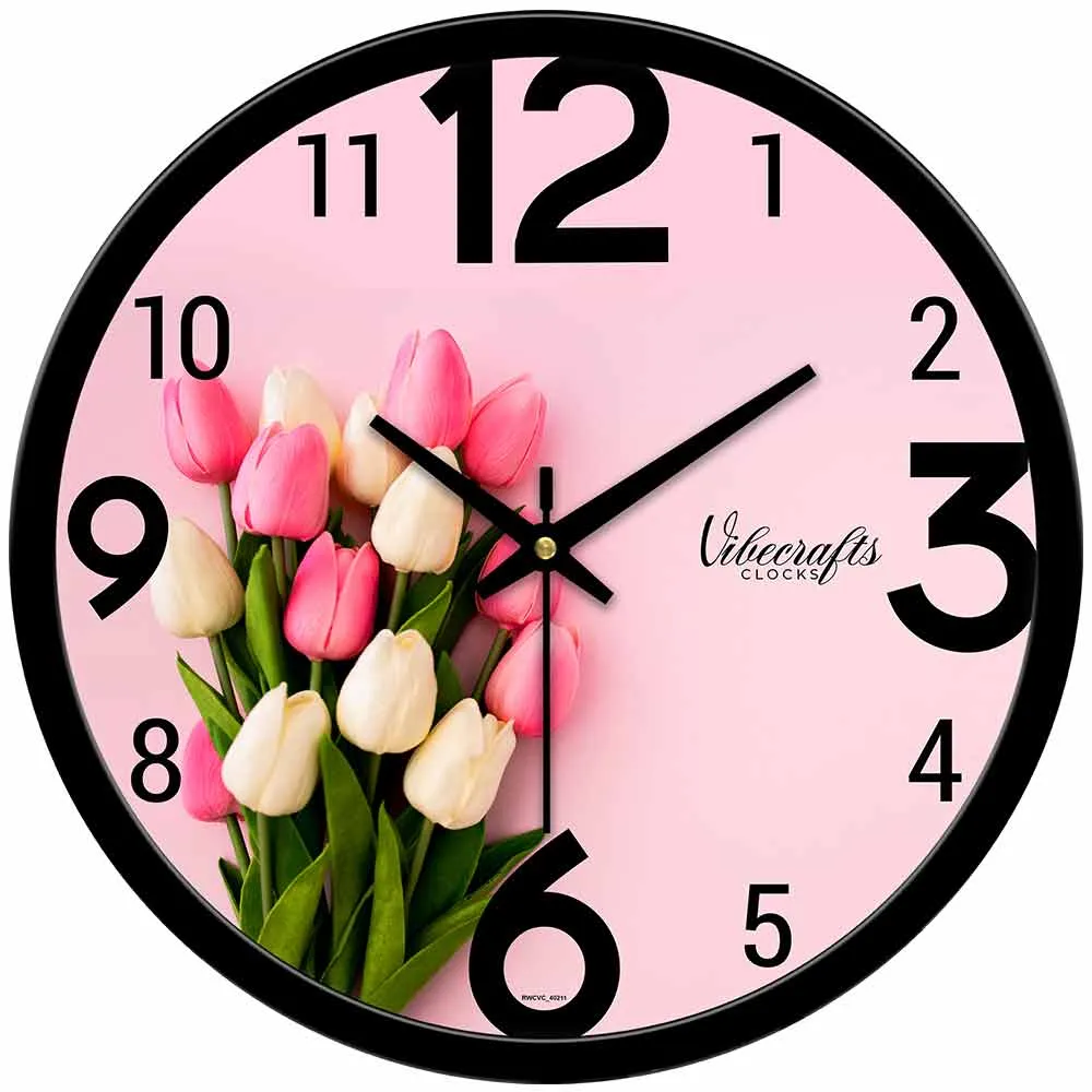 Abstract Color Flowers Design Premium Wall Clock