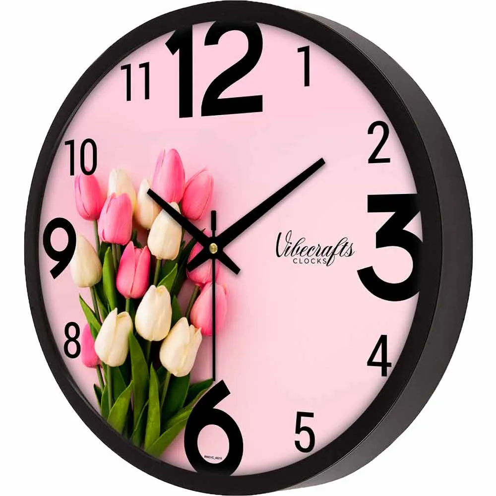 Abstract Color Flowers Design Premium Wall Clock