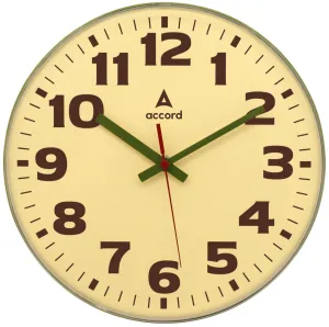 ACCORD CLOCKS Premium Contemporary Wall Clock with Silent Sweep Noiseless Movement -Green Clear Bezel-Less Sideview Frame - Plexiglass Surface - 11 inch / 28 cm - Model Alamos