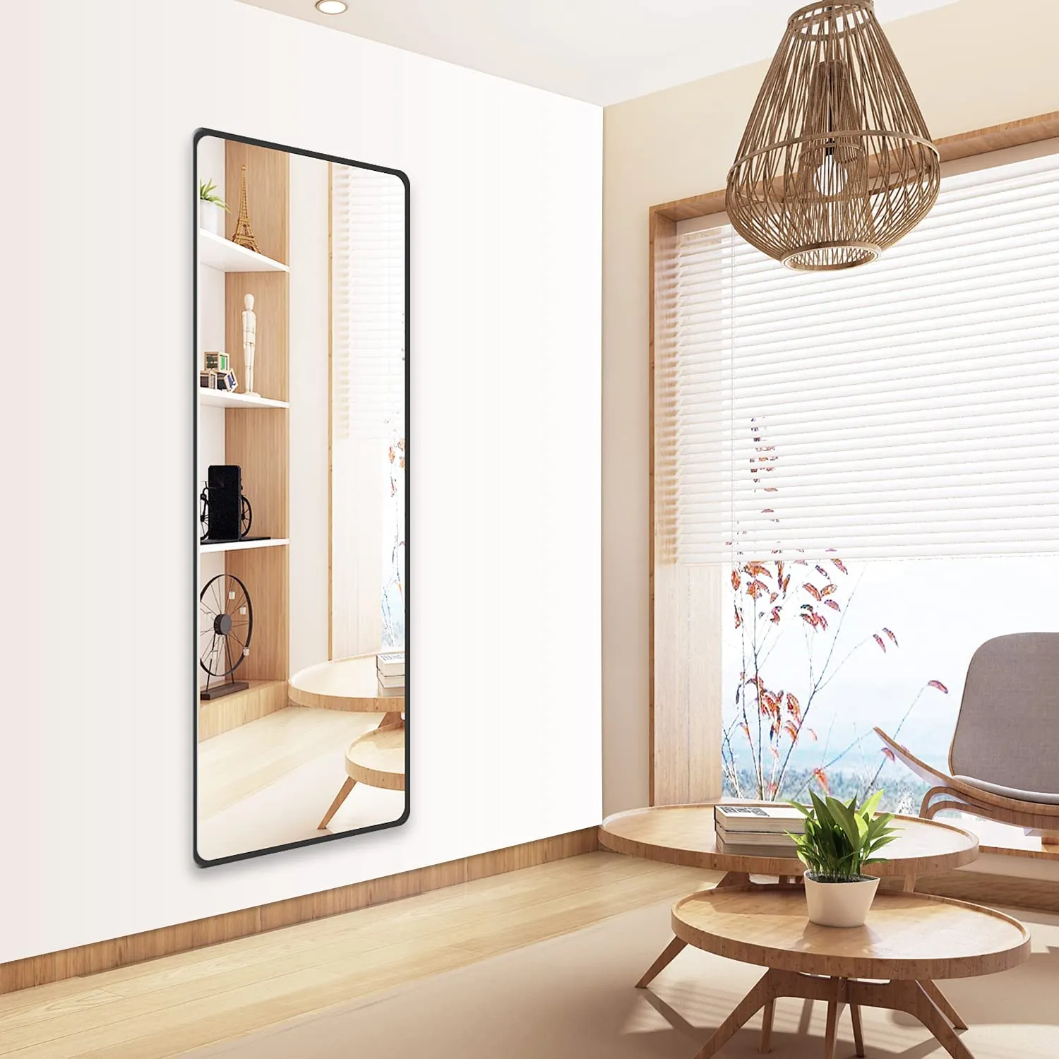 Aluminum Alloy Frame Round Corner HD Full Size Body Mirror 160x50 cm