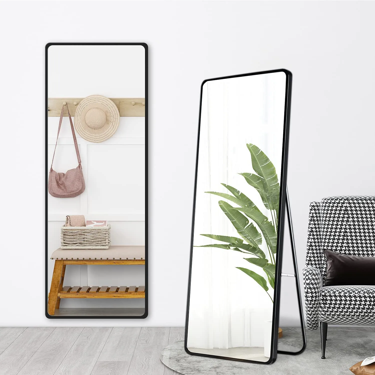 Aluminum Alloy Frame Round Corner HD Full Size Body Mirror 160x50 cm