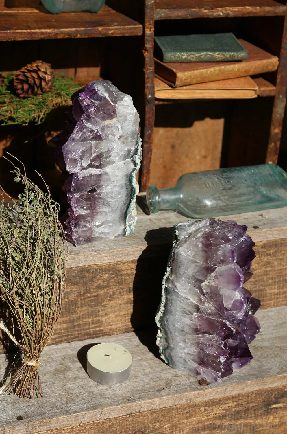 Amethyst Geode Bookends 2.34kg || Large Amethyst Points || Amethyst Geode Pair || Dorm Decor || Crystal Bookends || College Gifts || Boho