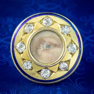 Antique Georgian Miniature Lovers Eye Diamond Ring Signed Sir Edwin Henry Landseer With Box