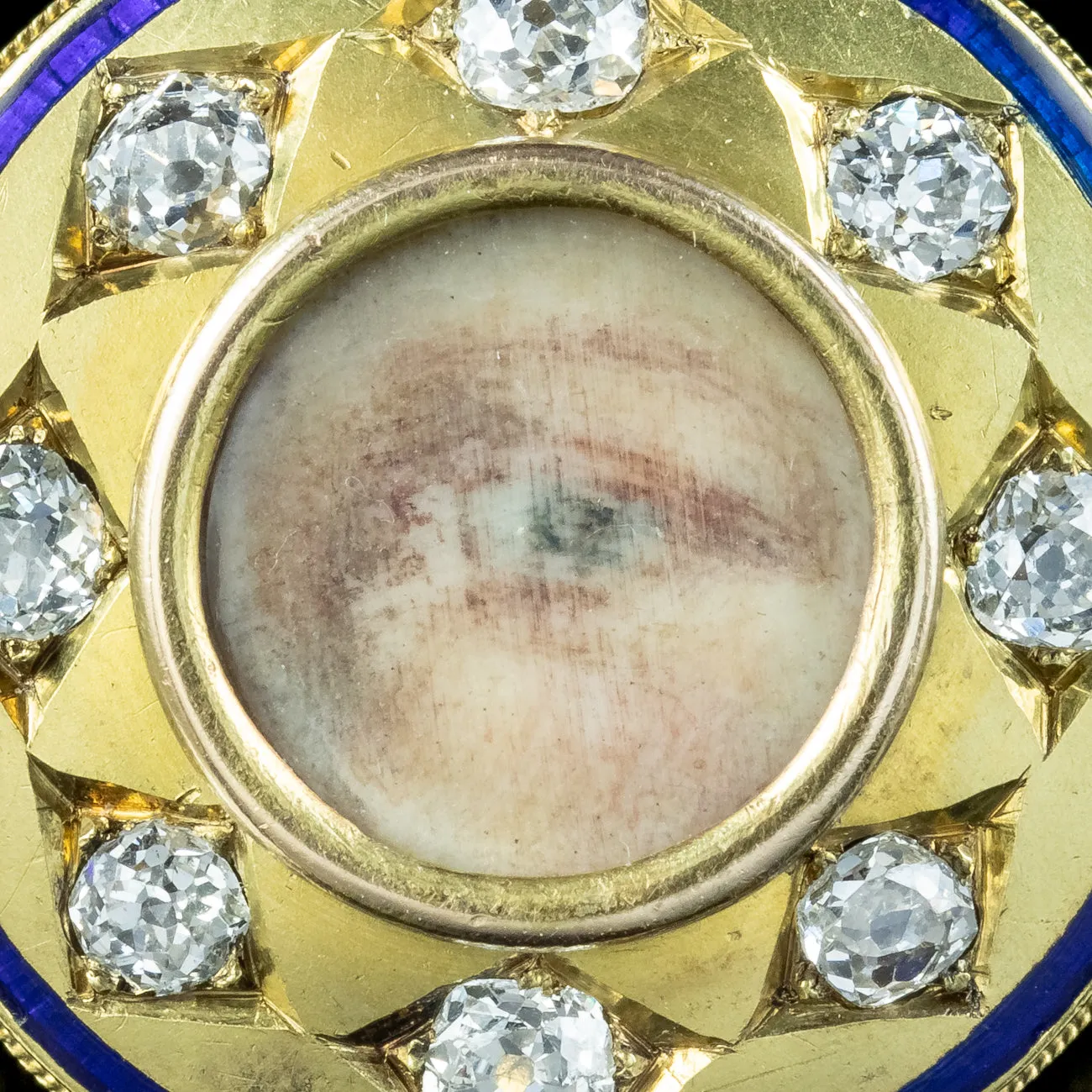 Antique Georgian Miniature Lovers Eye Diamond Ring Signed Sir Edwin Henry Landseer With Box