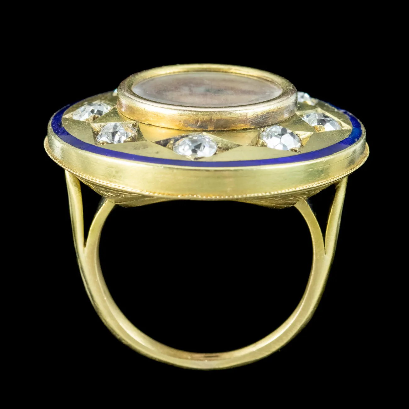 Antique Georgian Miniature Lovers Eye Diamond Ring Signed Sir Edwin Henry Landseer With Box