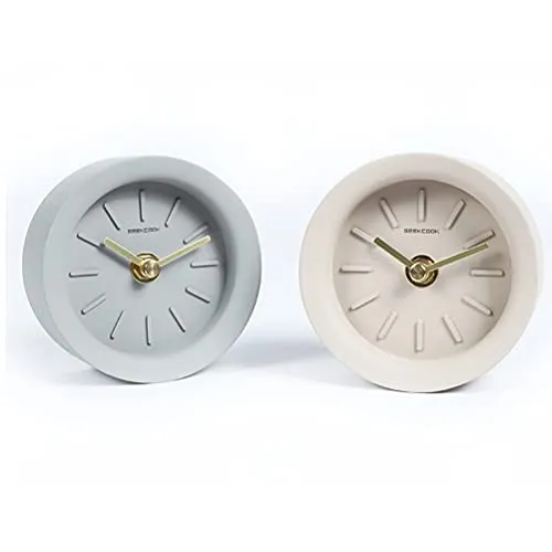 Artibetter 1pc Table Clock Desktop Clock Industrial Style Brass Pointer Household Clock Without Battery (Light Grey)