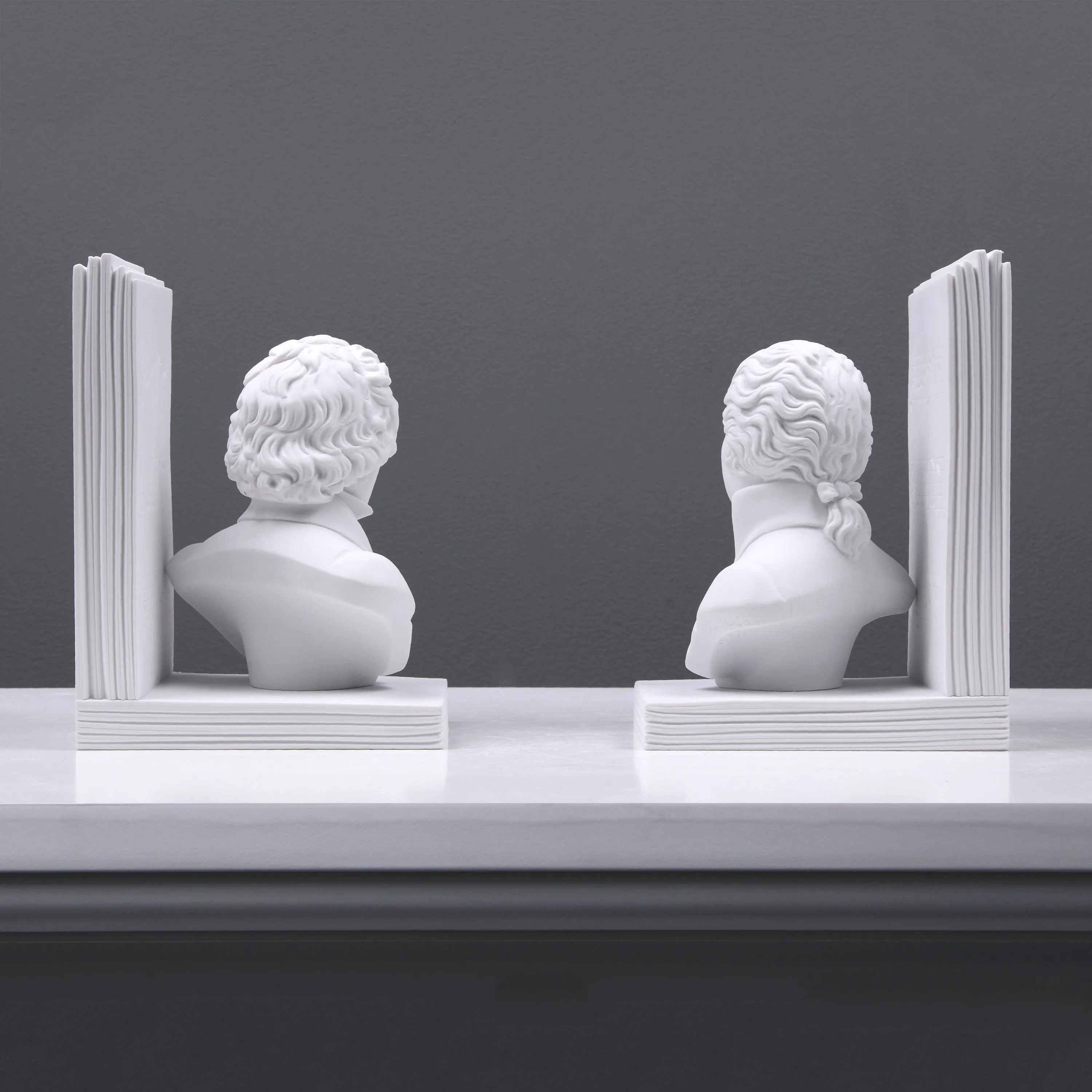 Beethoven and Mozart Bust Bookend in Pair