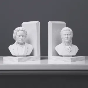 Beethoven and Mozart Bust Bookend in Pair