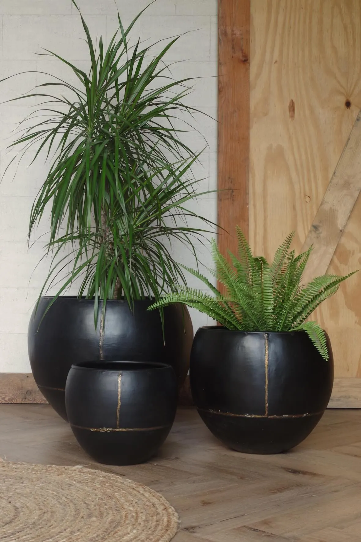 Black Iron Globe Planters - Set of 3