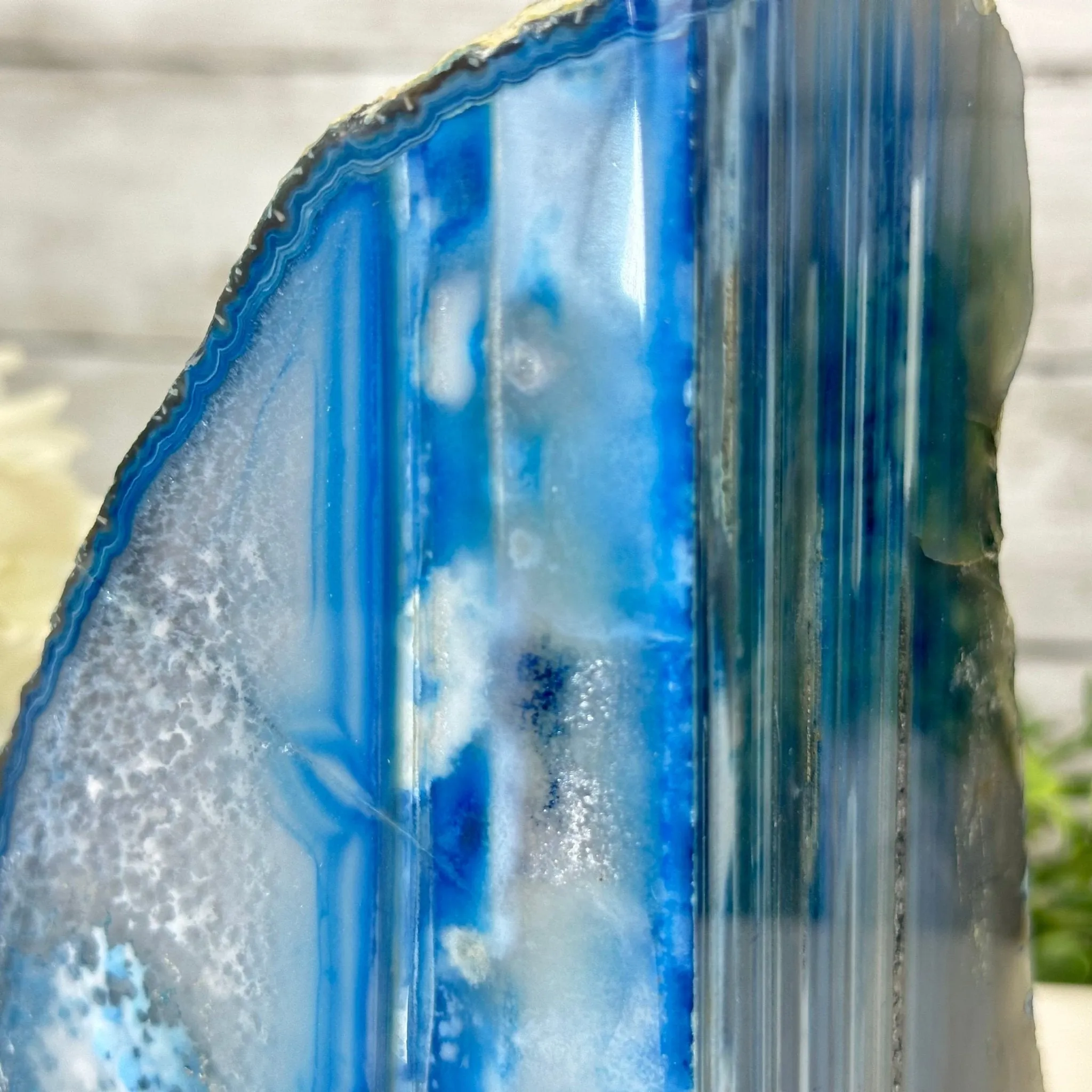 Blue Dyed Brazilian Agate Stone Bookends, 10.4 lbs & 6.7" tall #5151BL-037