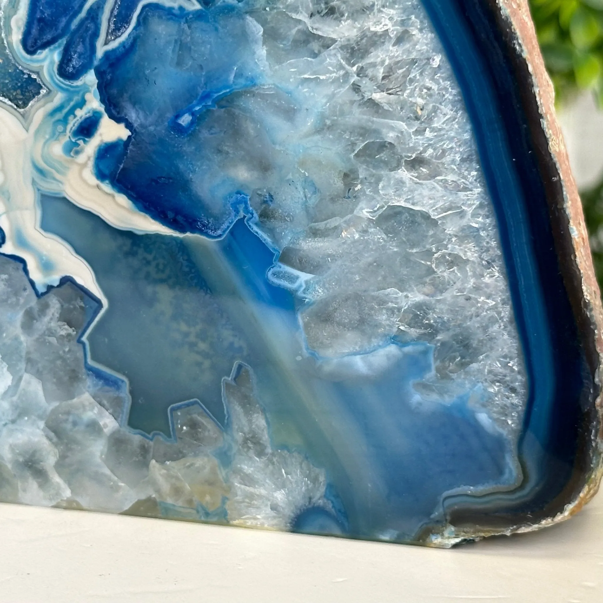 Blue Dyed Brazilian Agate Stone Bookends, 11.8 lbs & 8.5" tall #5151BL-038