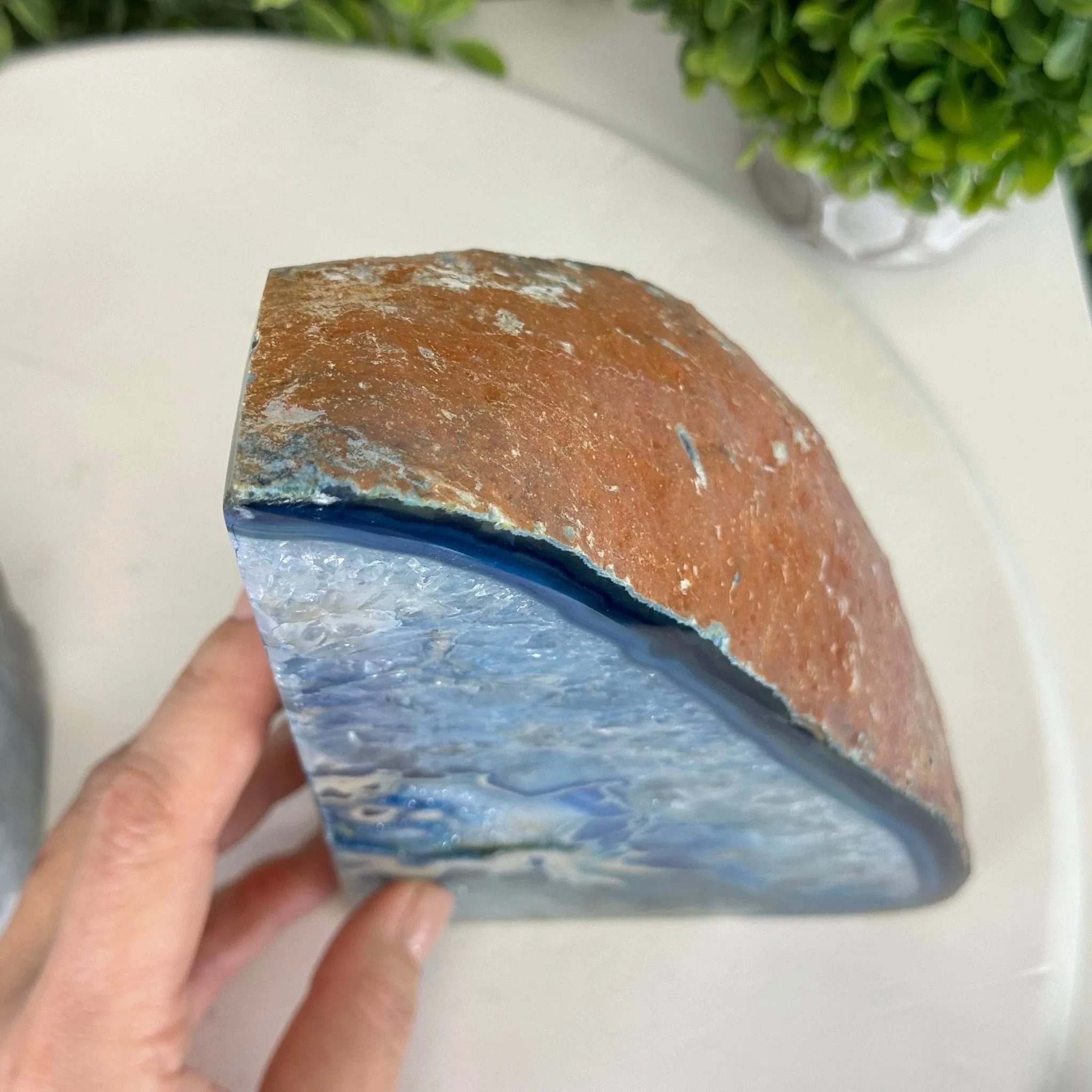 Blue Dyed Brazilian Agate Stone Bookends, 11.8 lbs & 8.5" tall #5151BL-038