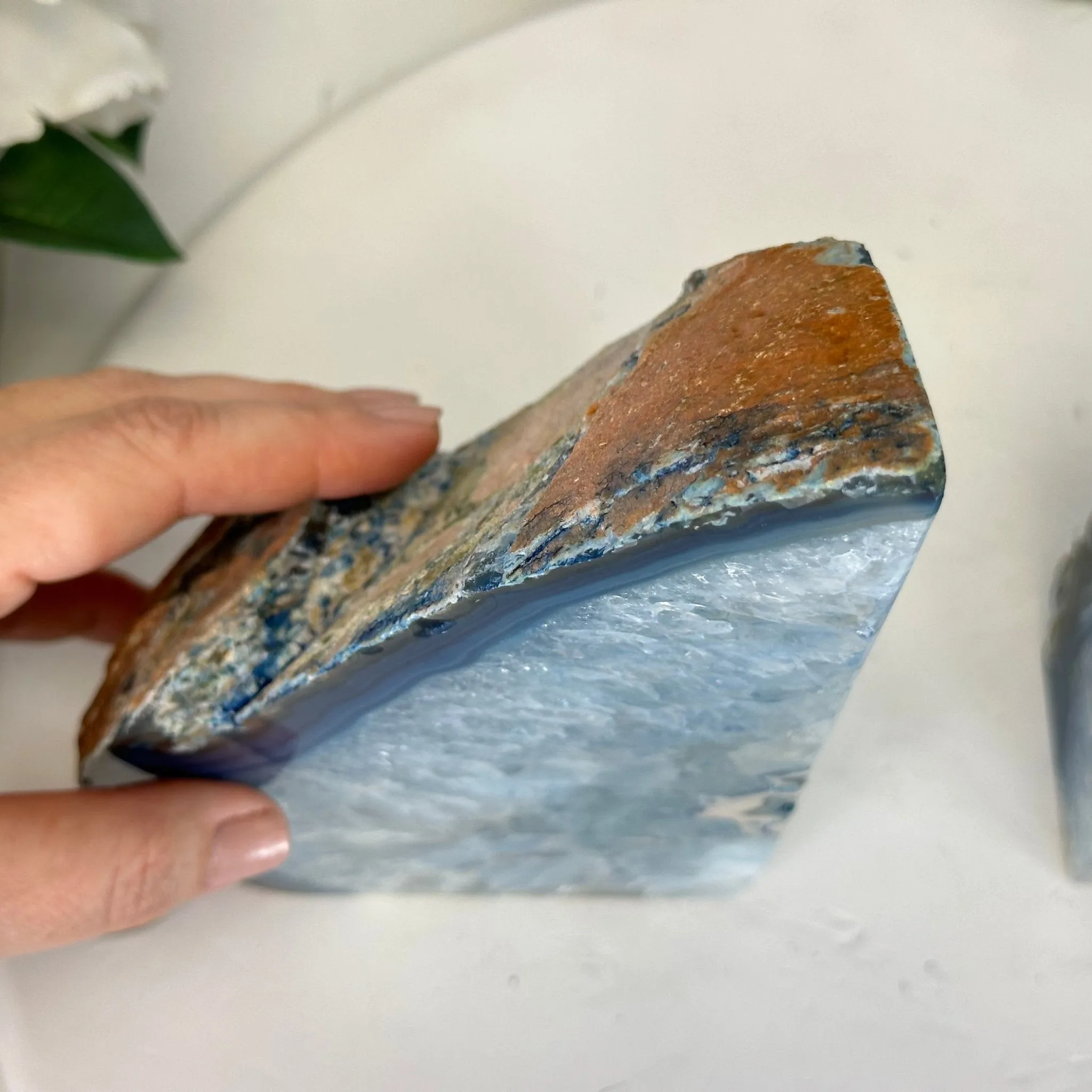 Blue Dyed Brazilian Agate Stone Bookends, 11.8 lbs & 8.5" tall #5151BL-038