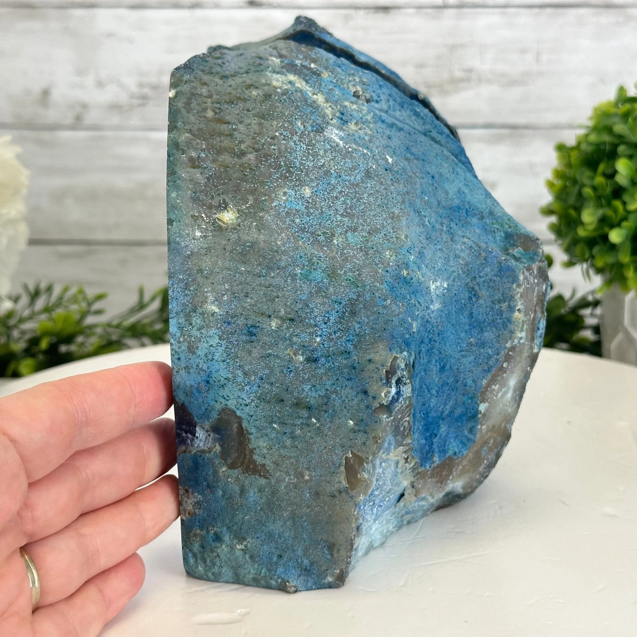 Blue Dyed Brazilian Agate Stone Bookends, 13 lbs & 6.6" tall #5151BL-040