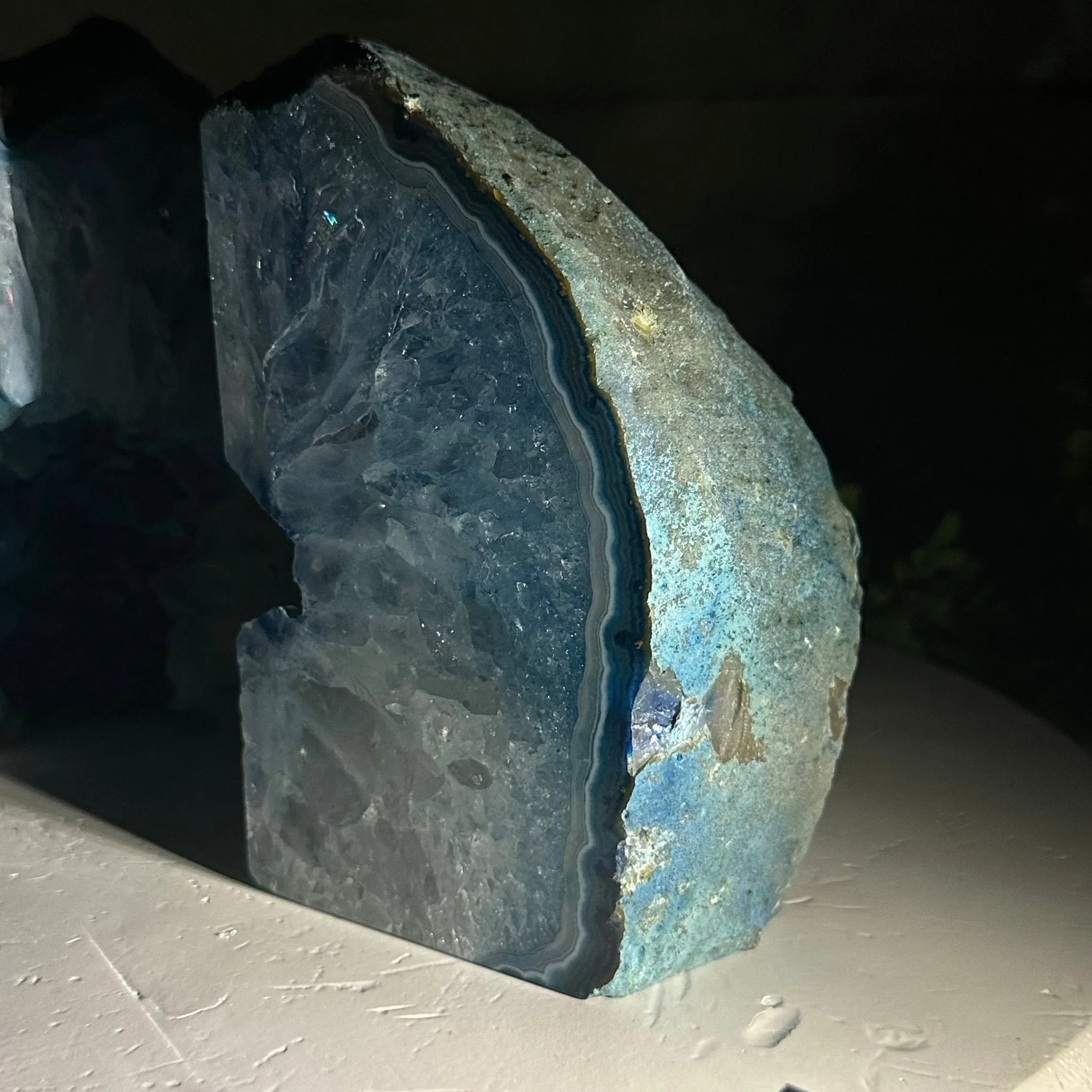 Blue Dyed Brazilian Agate Stone Bookends, 13 lbs & 6.6" tall #5151BL-040