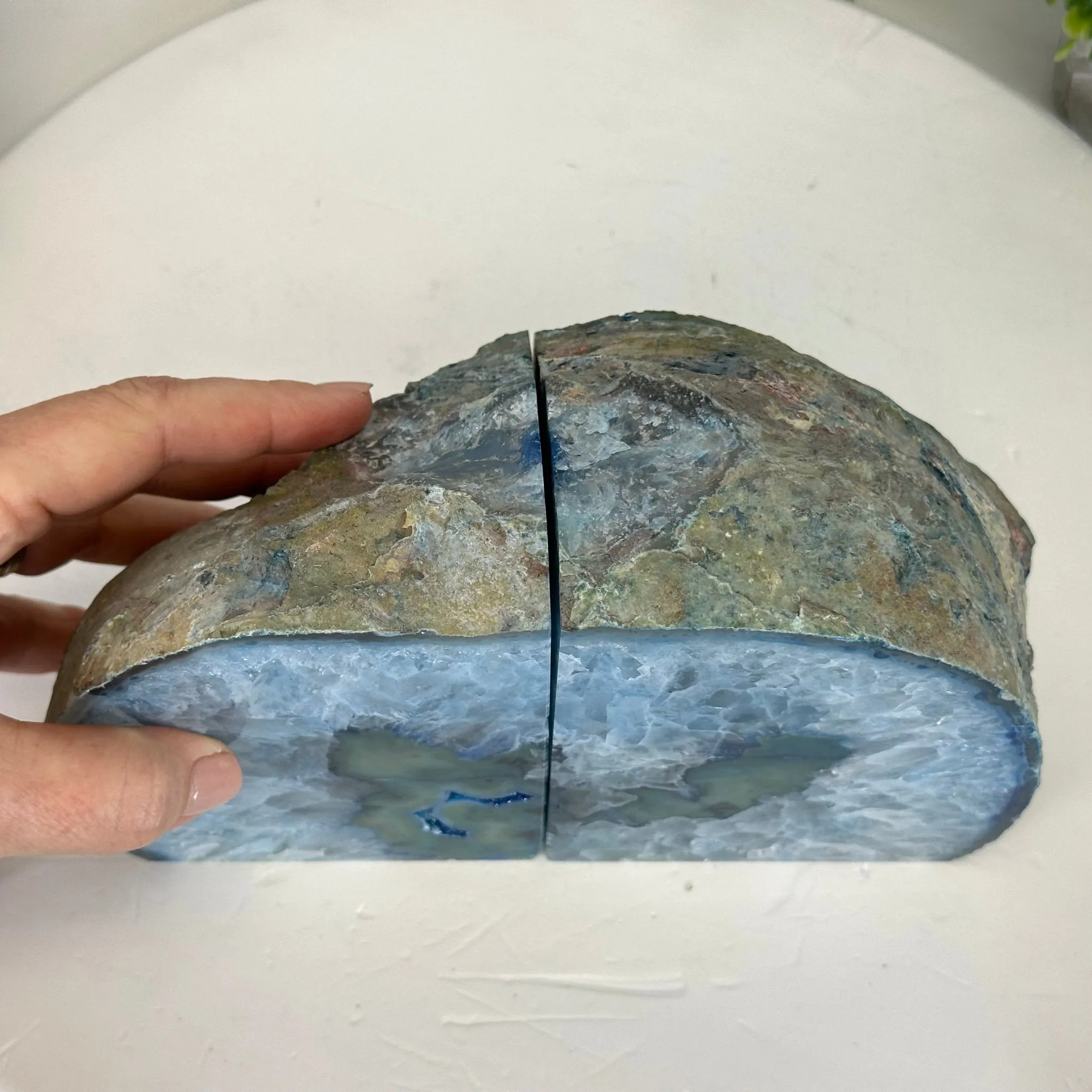 Blue Dyed Brazilian Agate Stone Bookends, 9.4 lbs & 5.5" tall #5151BL-039