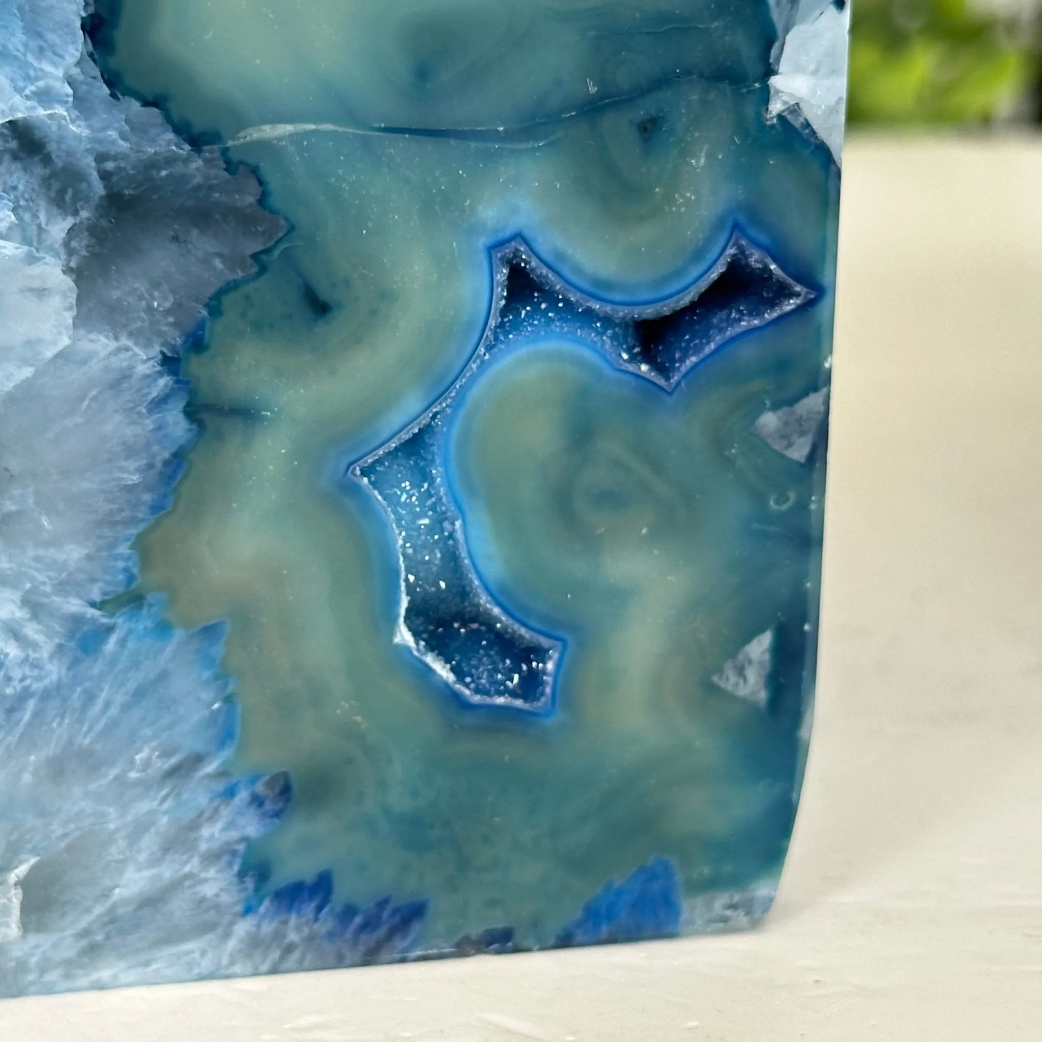 Blue Dyed Brazilian Agate Stone Bookends, 9.4 lbs & 5.5" tall #5151BL-039