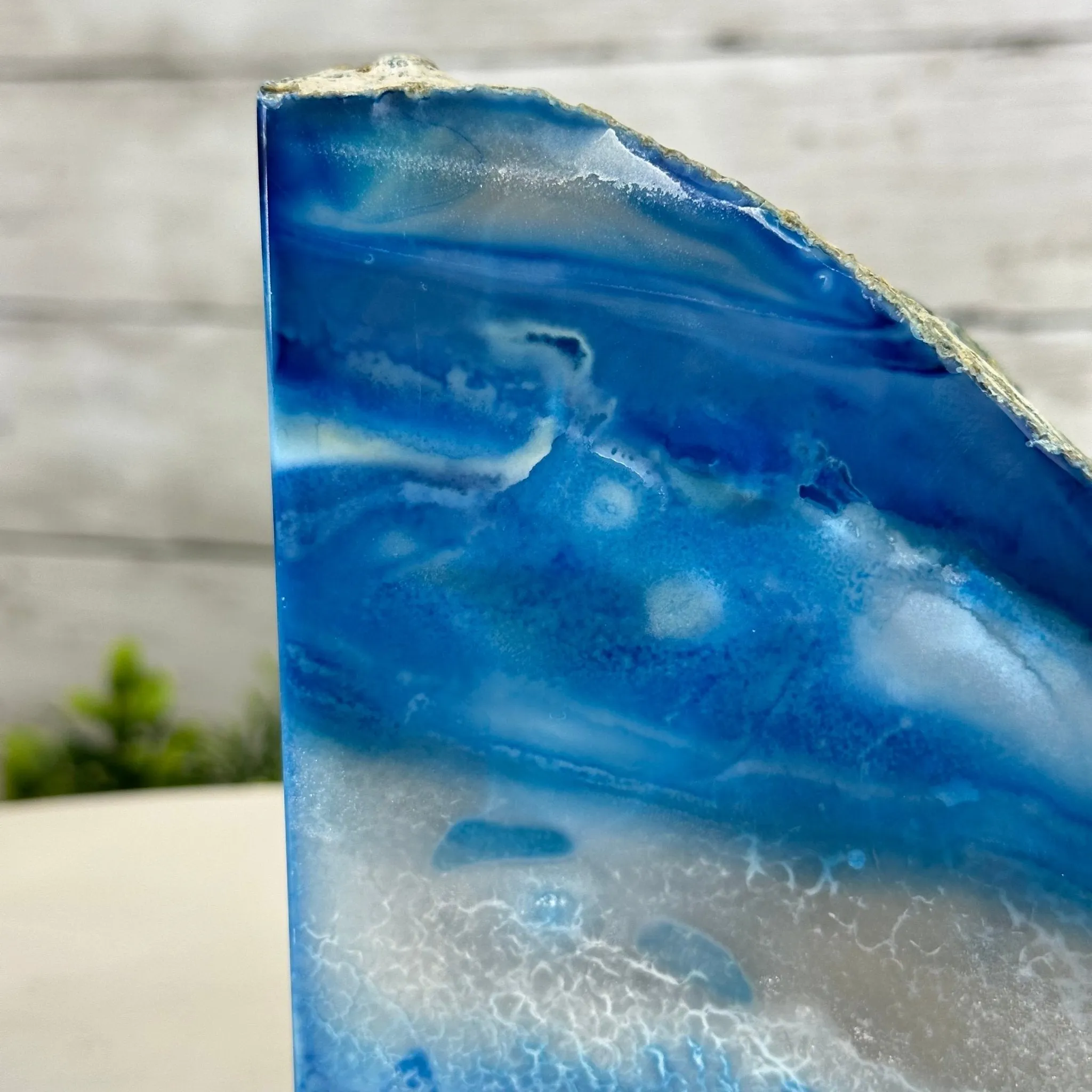 Blue Dyed Brazilian Agate Stone Bookends, 9.7 lbs & 5" tall #5151BL-041