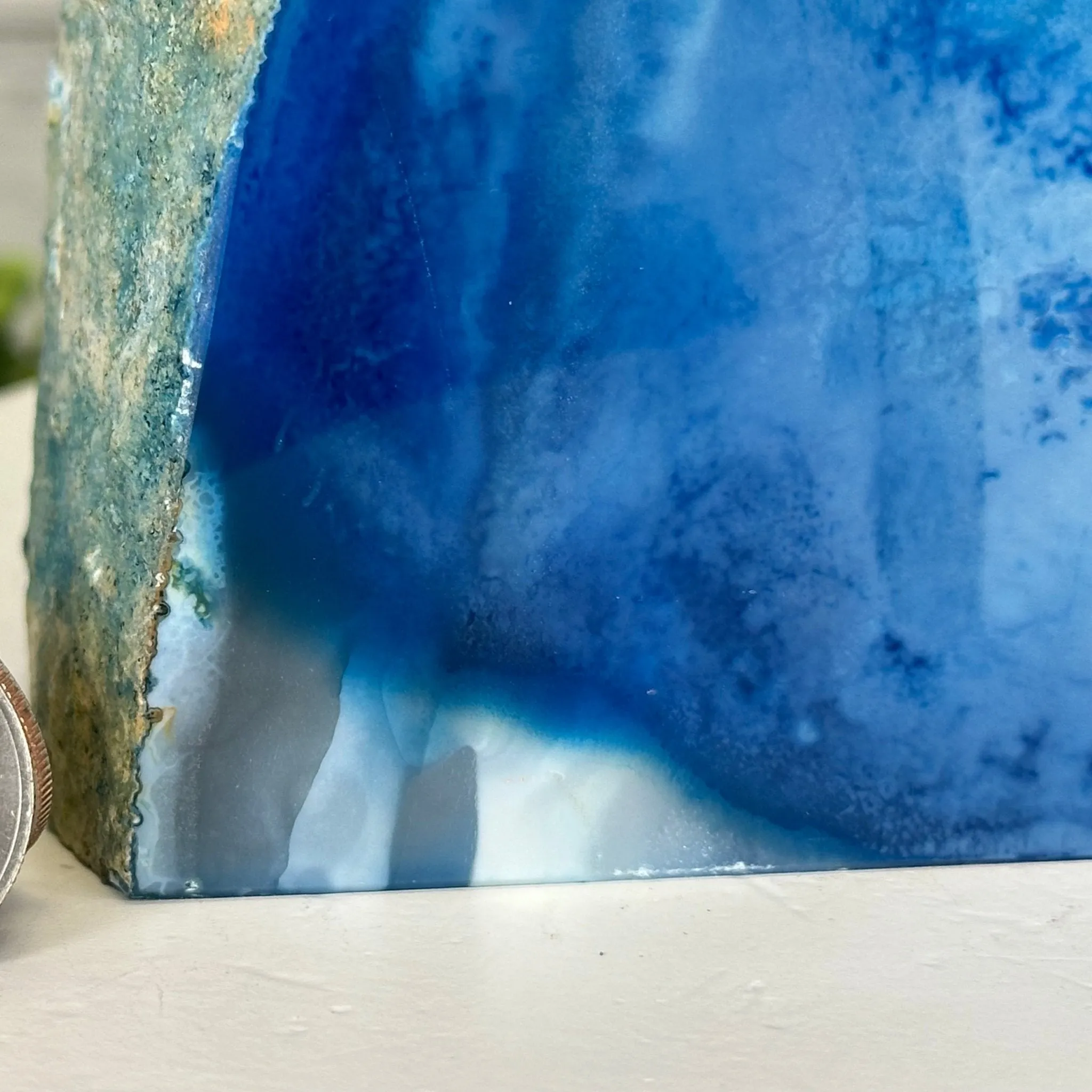 Blue Dyed Brazilian Agate Stone Bookends, 9.7 lbs & 5" tall #5151BL-041