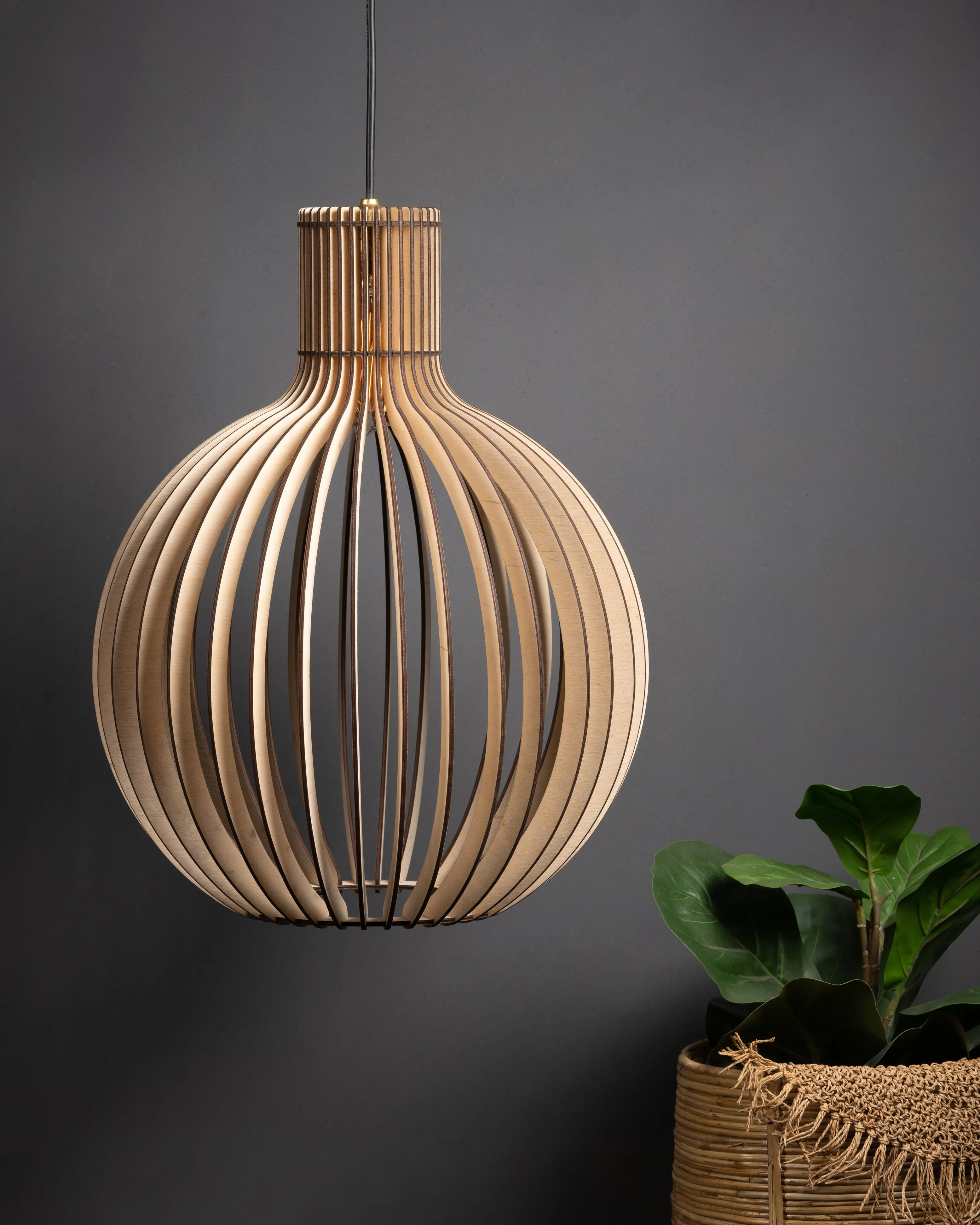 Bongo  Ceiling Birch Wood Lamp