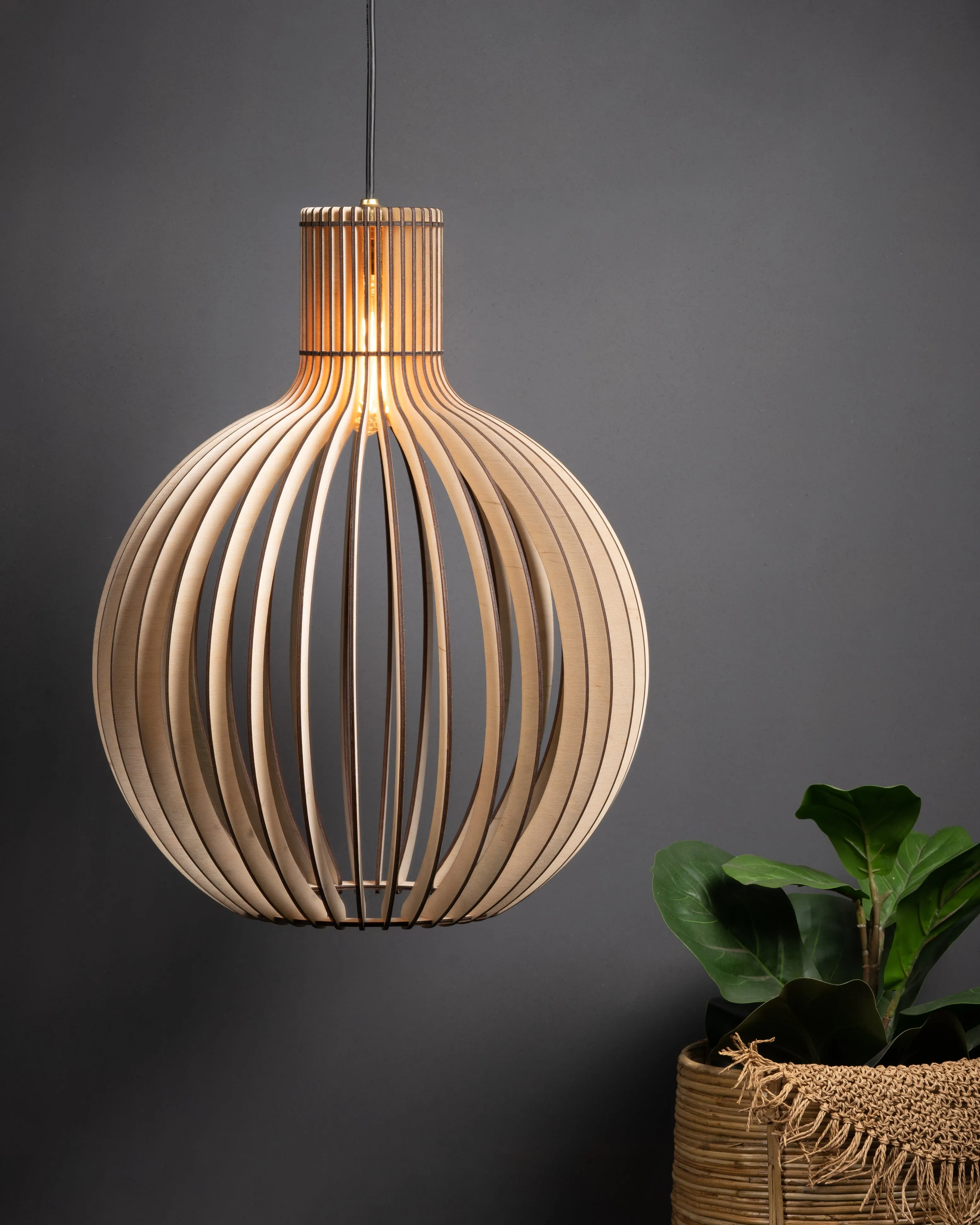 Bongo  Ceiling Birch Wood Lamp