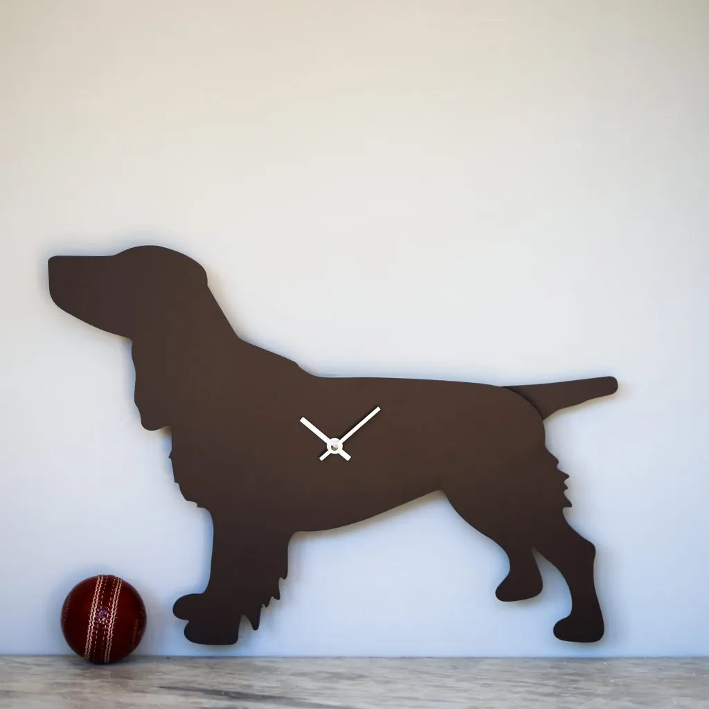 Brown Spaniel Clock With Wagging Tail