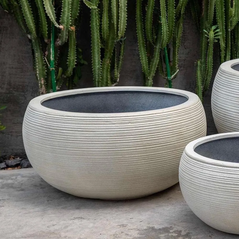 Campania International | Exton Bowl Planter in Ivory Lite, Medium Size