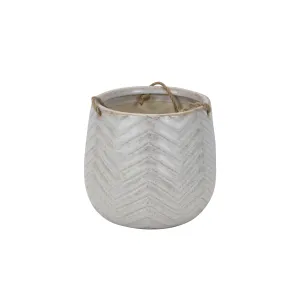 Ceramic 6" Chevron Hanging Planter, Beige