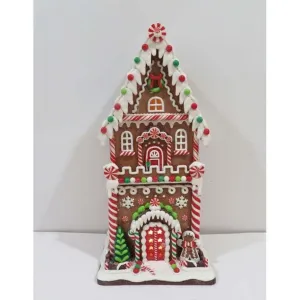 Christmas Carousel Collection 21"Led/Bty Tmr Candy Town Lighted House