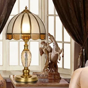 Colonial Crystal Nightstand Lamp in Gold for Bedroom - Elegant 1 Light Table and Nightstand Lighting