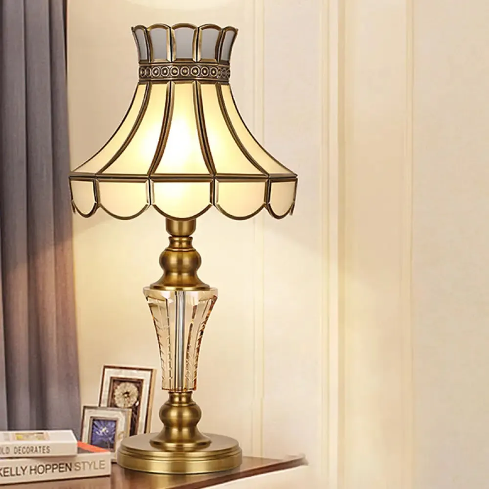 Colonial Crystal Nightstand Lamp in Gold for Bedroom - Elegant 1 Light Table and Nightstand Lighting