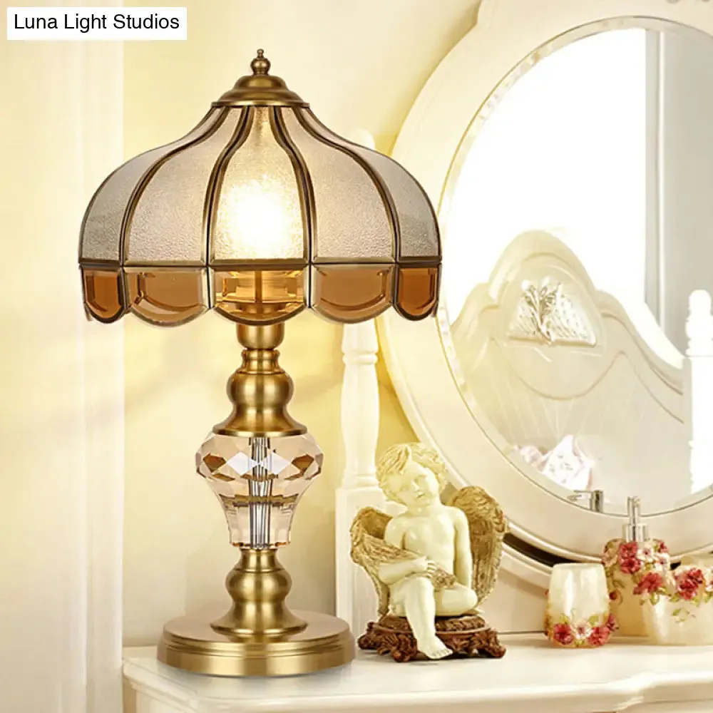 Colonial Crystal Nightstand Lamp in Gold for Bedroom - Elegant 1 Light Table and Nightstand Lighting