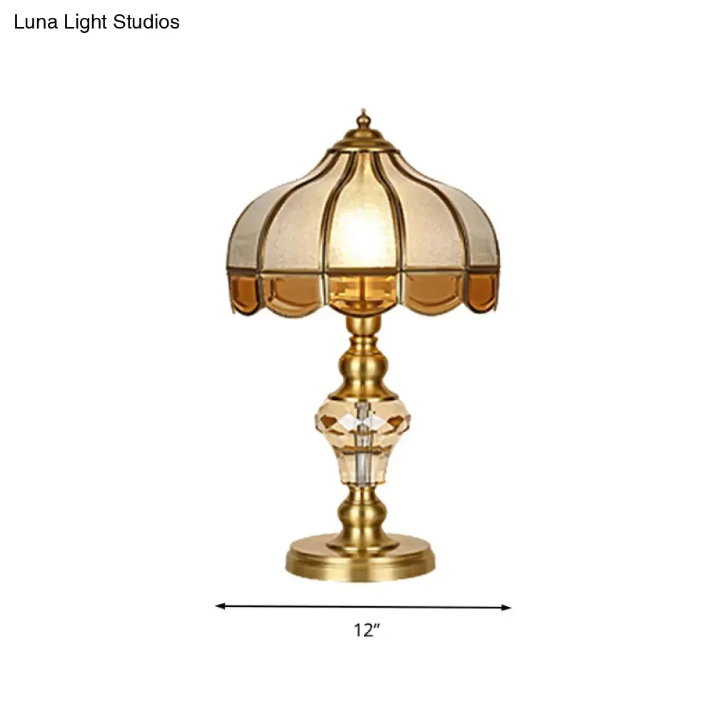 Colonial Crystal Nightstand Lamp in Gold for Bedroom - Elegant 1 Light Table and Nightstand Lighting