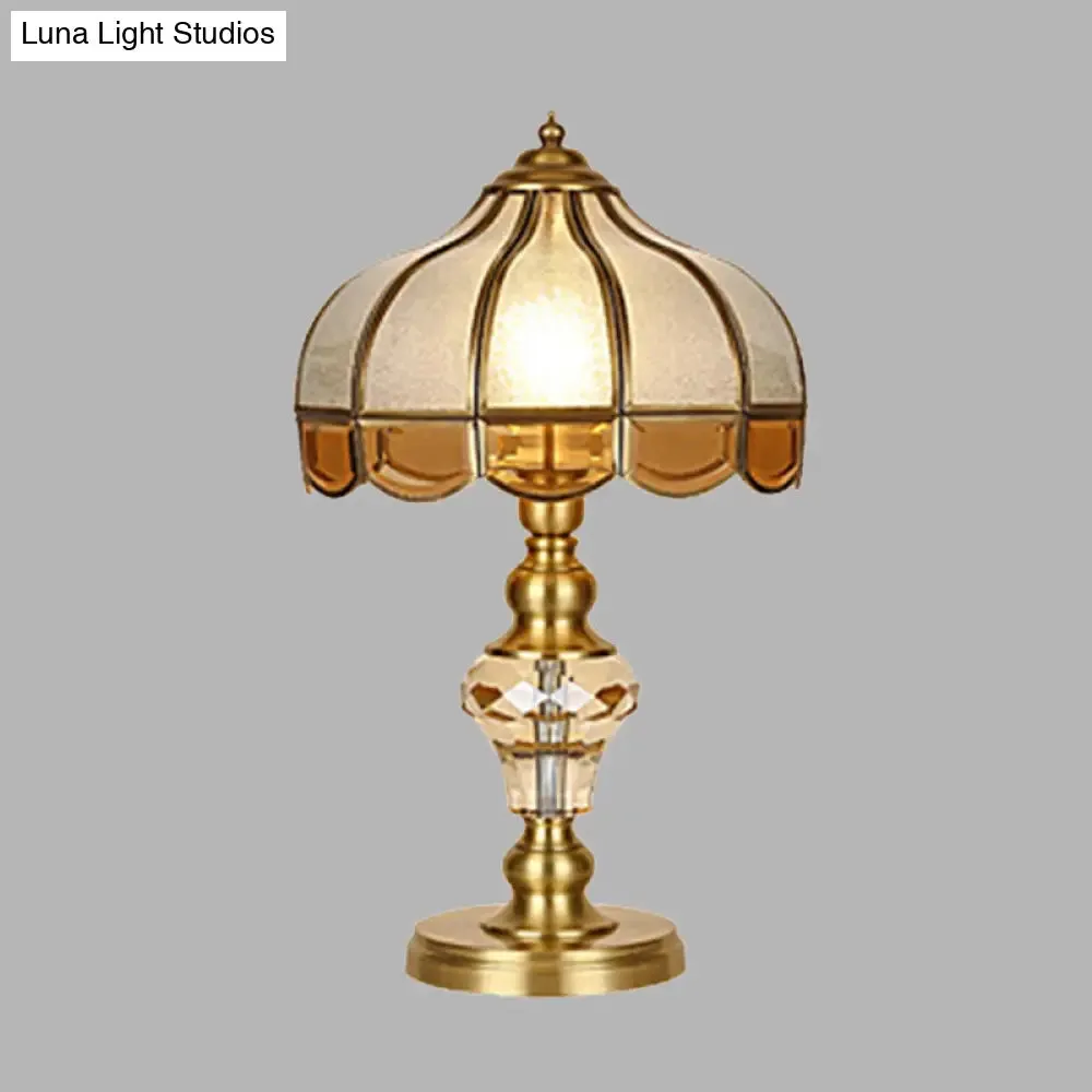 Colonial Crystal Nightstand Lamp in Gold for Bedroom - Elegant 1 Light Table and Nightstand Lighting