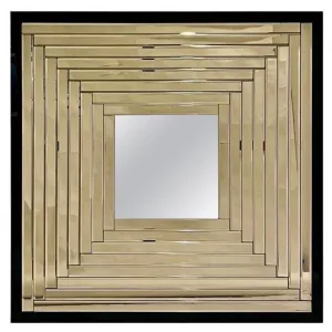 Contemporary Geometric Italian Black bronzed Murano Glass Gradient Square Mirror