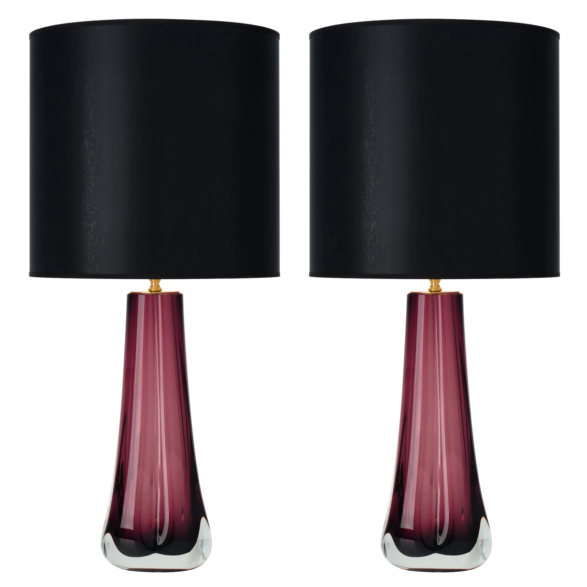 Dark Amethyst Murano Glass Lamps