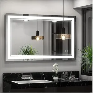 DAZZLIZE MIRROR led wall mirror with three colour-setting light touch sensor and modern and stylish wall mirror for bedroom, bathroom, and makeup area and size -(24x30)-inch-W15.