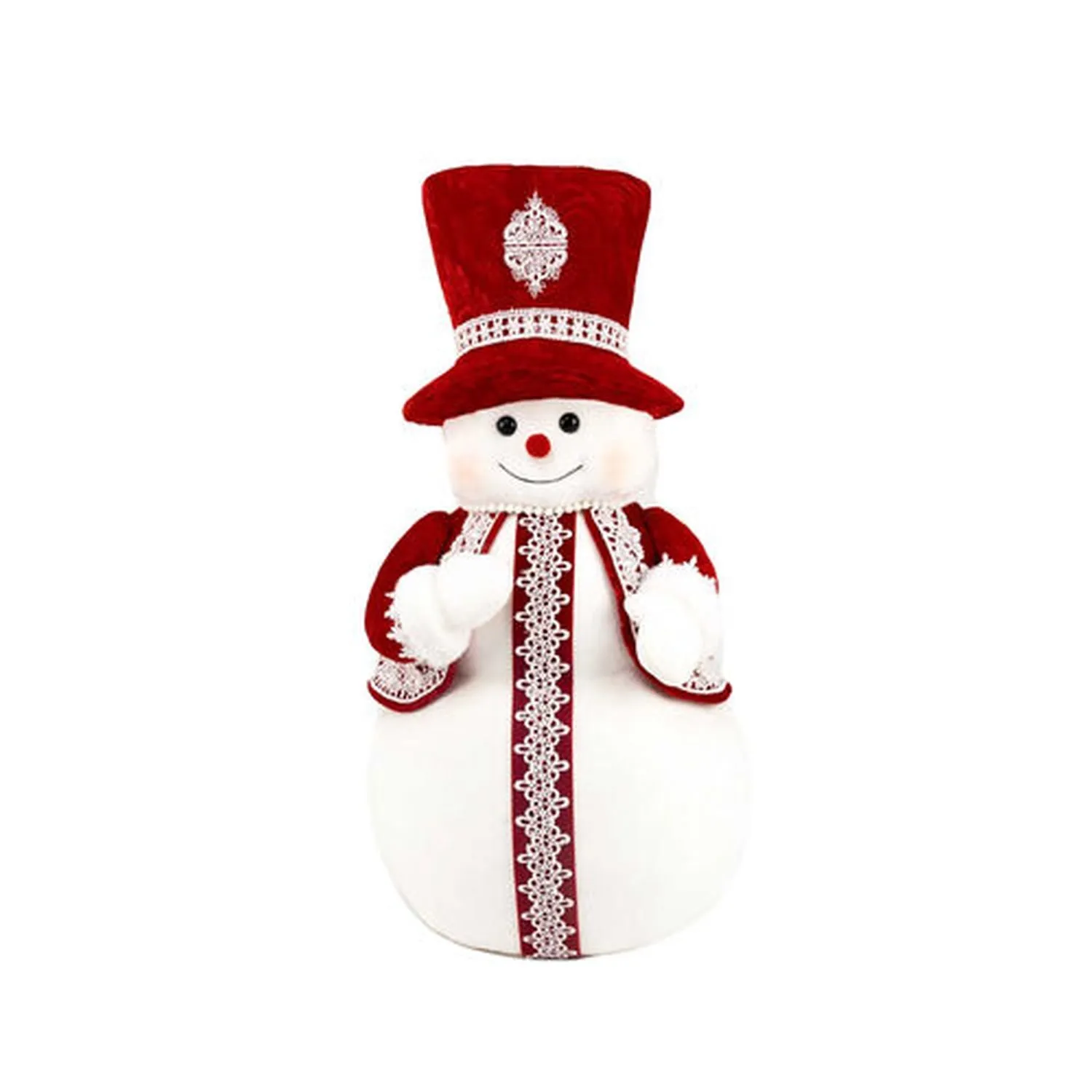 December Diamonds Candy Cane Lace 25.5" Red/Lace Snowman