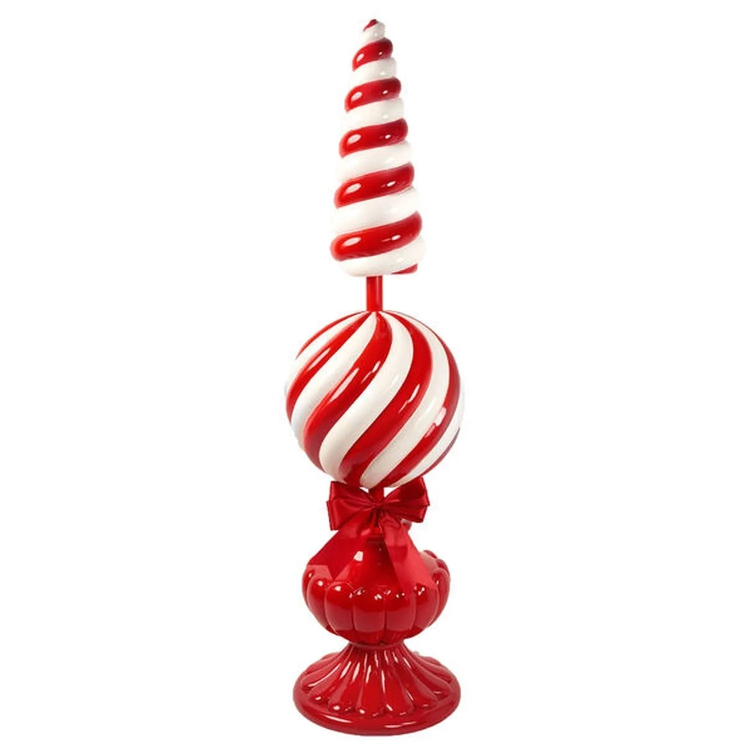 December Diamonds Candy Cane Lace 62" Peppermint Swirl Topiary Tree