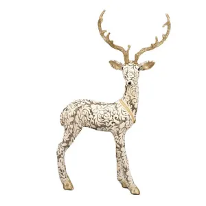 December Diamonds Joyful Joyful 29.5" Gold/Grey Pattern Deer Standing